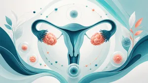 Ilustración editorial de anatomía reproductiva y formas cíclicas